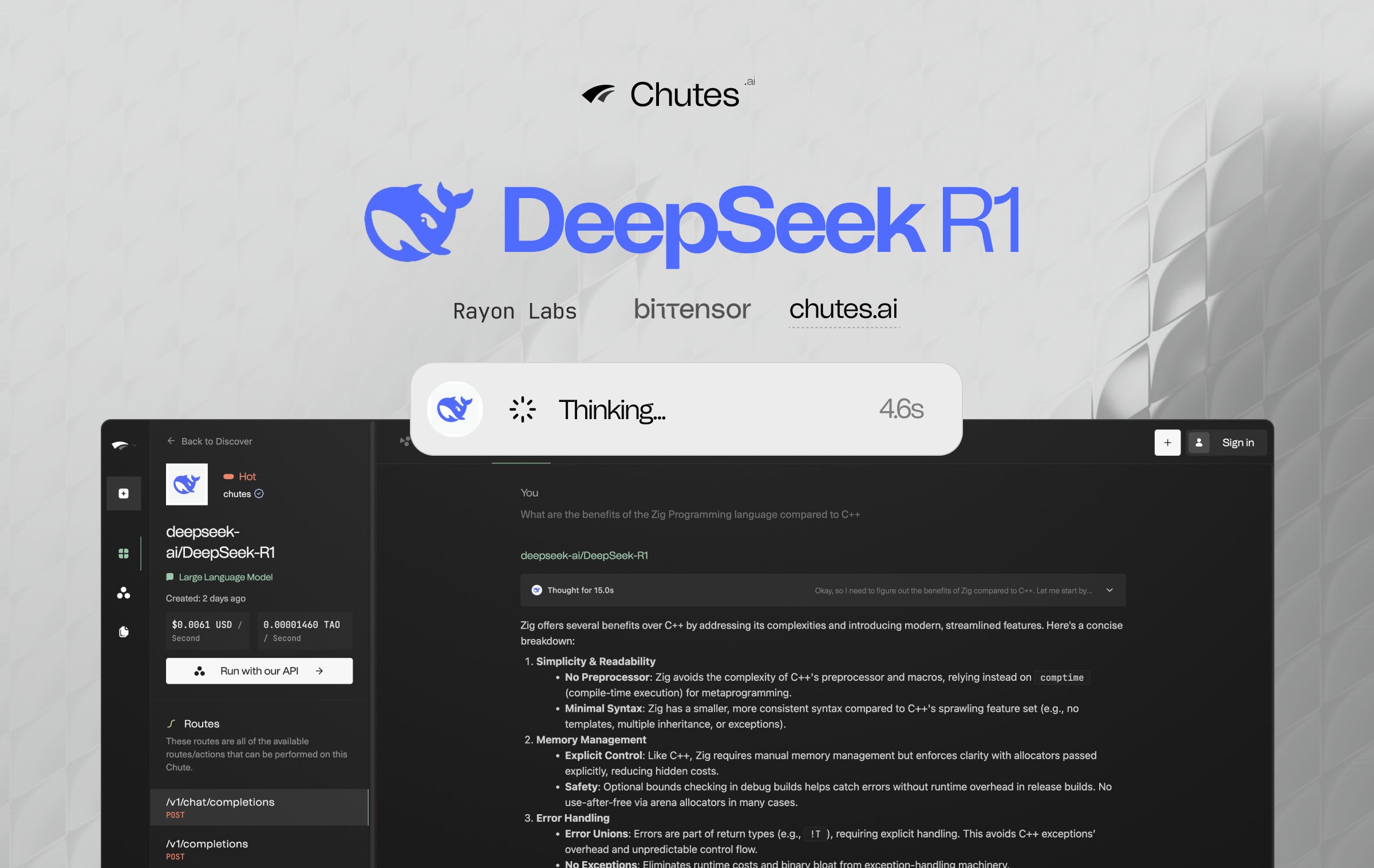 DeepSeek-R1 Now Available on Chutes: Advanced Reasoning at Your Fingertips