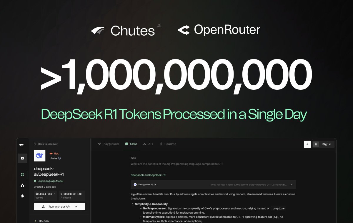 Chutes Achieves PMF: Billions of Tokens Flowing Through the Open Router Daily